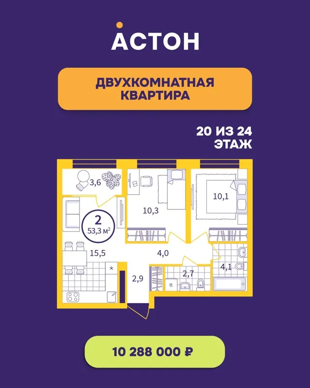 ЖК Астон: Карточки каждый месяц